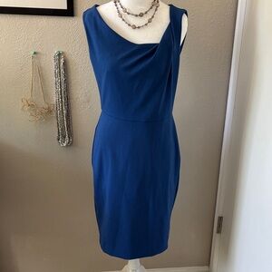 Copy Asymmetric Sheath Dress Royal Blue Twist collar size 2